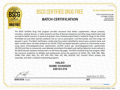 アンチ・ドーピング 栄養分析結果証明書