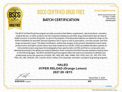 アンチ・ドーピング 栄養分析結果証明書