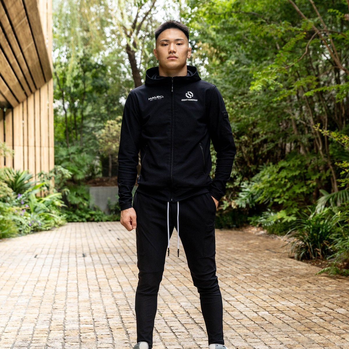 ハレオ カーゴジップフーディー パーカー 黒 ブラック XXL ジム HALEO HALEO 800 SPORT CARGO ZIP HOODIE