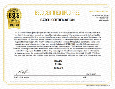 アンチ・ドーピング 栄養分析結果証明書